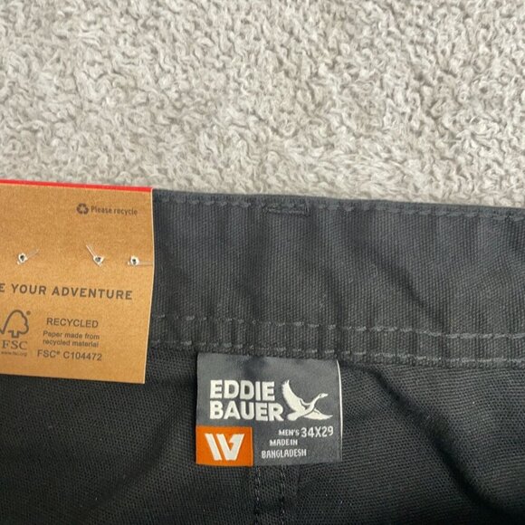 NEW Eddie Bauer Men's 34x29 Canvas Utility Pants Black Cargo - Picture 5 of 9